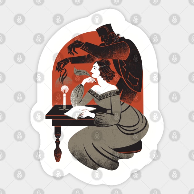 Mary Shelley's Frankenstein Sticker by Lucie Rice Illustration and Design, LLC